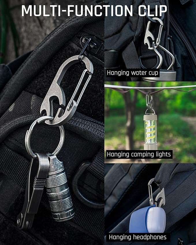 TISUR Titanium Carabiner Keychain Clip, Anti-Lost Key Ring Holder, Self-Locking - Image 7