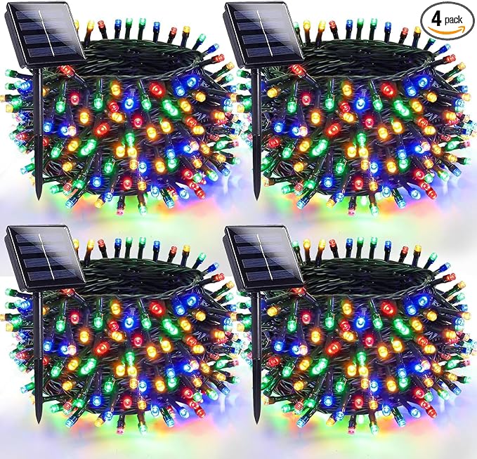OZS 4 Pack 320LED Solar Christmas String Lights Outdoor, Waterproof 8 Modes by OZS