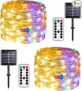 JMEXSUSS 2 Pack Solar Christmas Lights Outdoor Waterproof, 100 LED 33ft Warm by JMEXSUSS