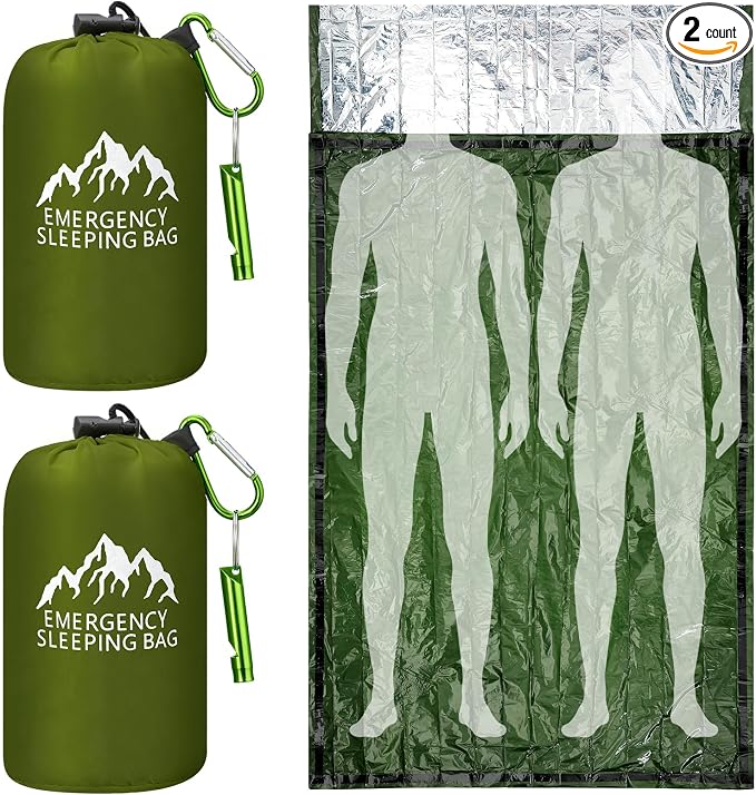 Oudain 2 Pcs XL Emergency Sleeping Bag 94.5" x 49.2" Waterproof Survival by Oudain