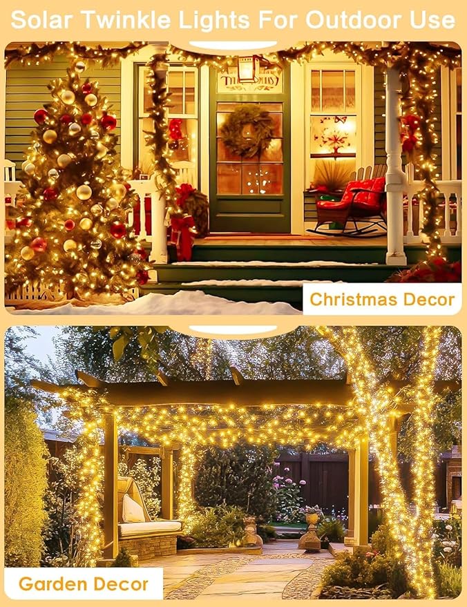 Solar String Lights Outdoor, 2 Pack 144FT 400 LED Solar Twinkle Lights - Image 6