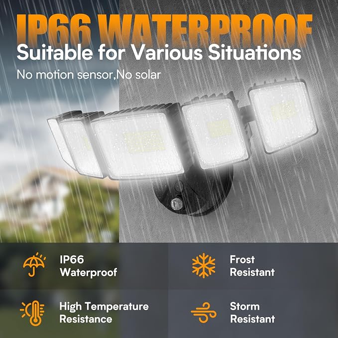 Onforu 120W 12000LM Dusk to Dawn Outdoor Lighting, 5 Heads Flood Lights Outdoor - Image 4