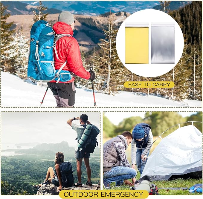 Macarrie 100 Pack Emergency Thermal Blankets Silver Foil Survival Blanket Kit - Image 6