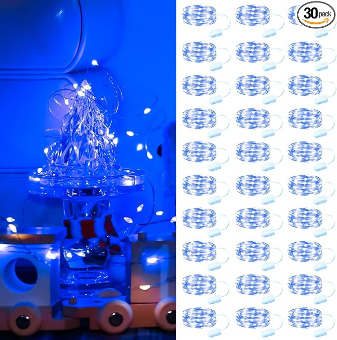 ZSJWL 30 Pack Blue Fairy Lights Battery Operated, 7FT 20LED Mini Starry Light by ZSJWL