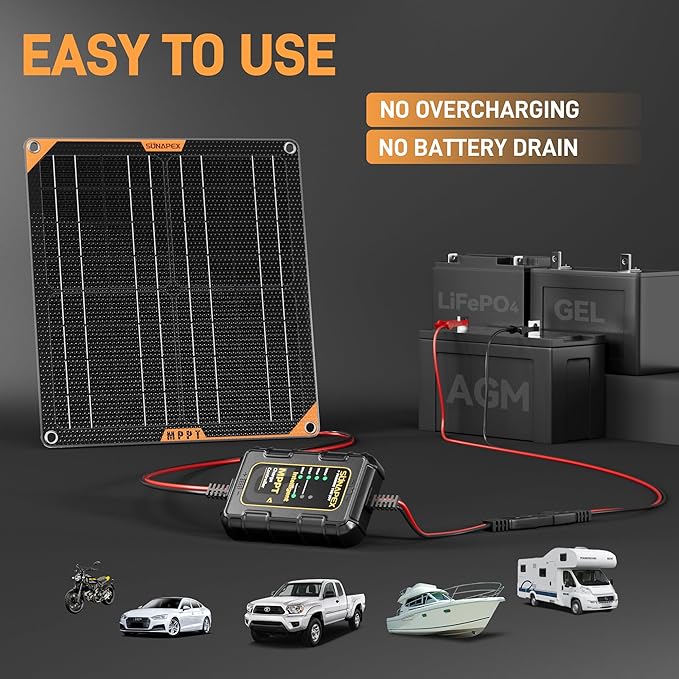 SUNAPEX 12V 50 Watt Solar Trickle Charger Maintainer - Image 7