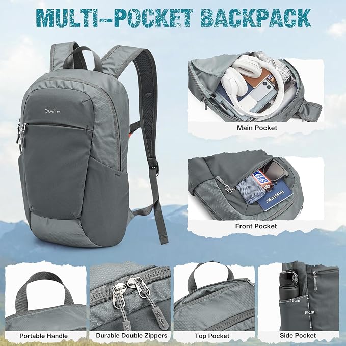 G4Free Small Hiking Backpack 20L Lightweight Foldable Packable Travel Daypack - Image 4
