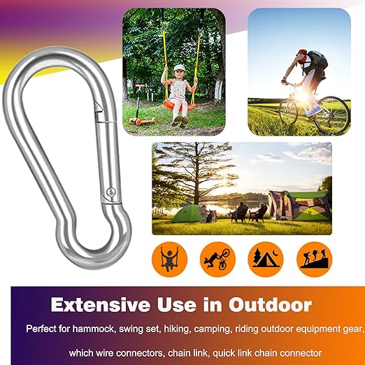 30PCS M5 Heavy Duty Carabiner Clip, 2Inch Snap Hook Quick Link Small Carabiner - Image 4