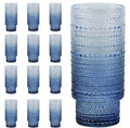 Large Capacity 16 oz Hobnail Drinking Glasses Set of 12, Vintage Glassware by Cowjut