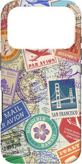 World Map Travel Passport Stamps Postage Stamp Case by Unknown