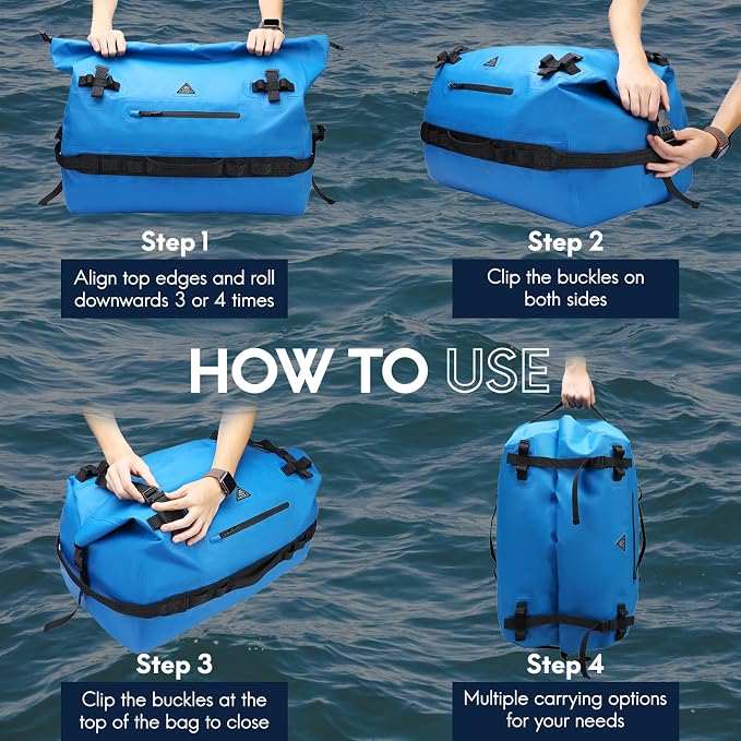 Haimont Large Waterproof Duffel Backpack Roll-Top Heavy Duty Dry Duffle Bag - Image 6