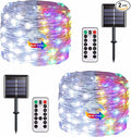 JMEXSUSS 2 Pack Solar Christmas Lights Outdoor Waterproof, 100 LED 33ft White by JMEXSUSS