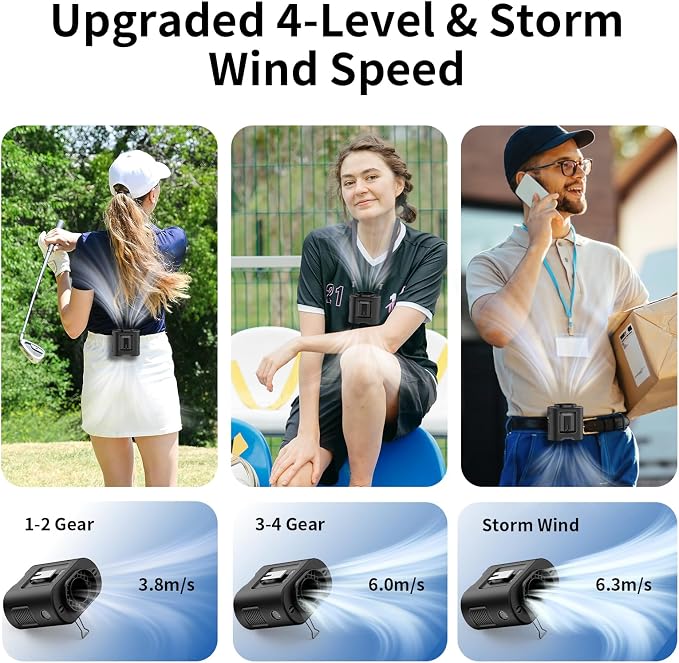 Socool 14500mAh Portable Waist Fan Clip on Belt 360 Rotation Wearable - Image 4
