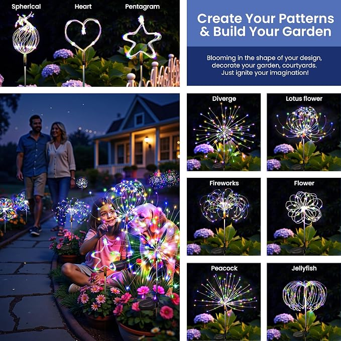 Solar Lights Outdoor, 120LED 6pack Fairy Garden Lights Decor - Image 6