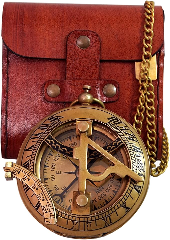 Vintage Brass Sundial Compass by BAZROSSUniqueCompass