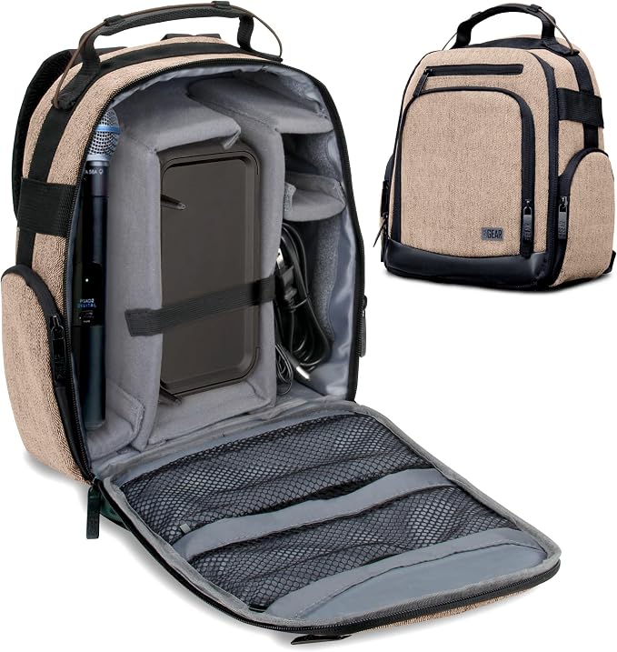 USA Gear Audio Equipment Backpack Fits Audio-Technica System 10, Shure BLX4 by USAGEAR