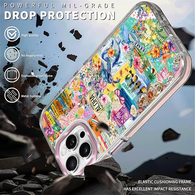 Case for iPhone 14 Pro, Hawaii Aloha Cover Coastal Beach Collage Phone Case - Image 5