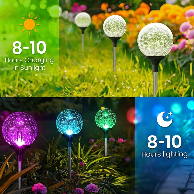 GIGALUMI Solar Garden Lights 6 Pack, Solar Lights Outdoor Decorative Waterproof - Image 4
