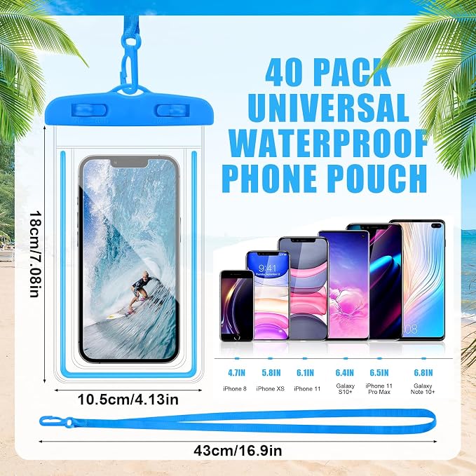 40 Pack Universal Waterproof Phone Pouch, Waterproof Phone Case Dry Bag - Image 2