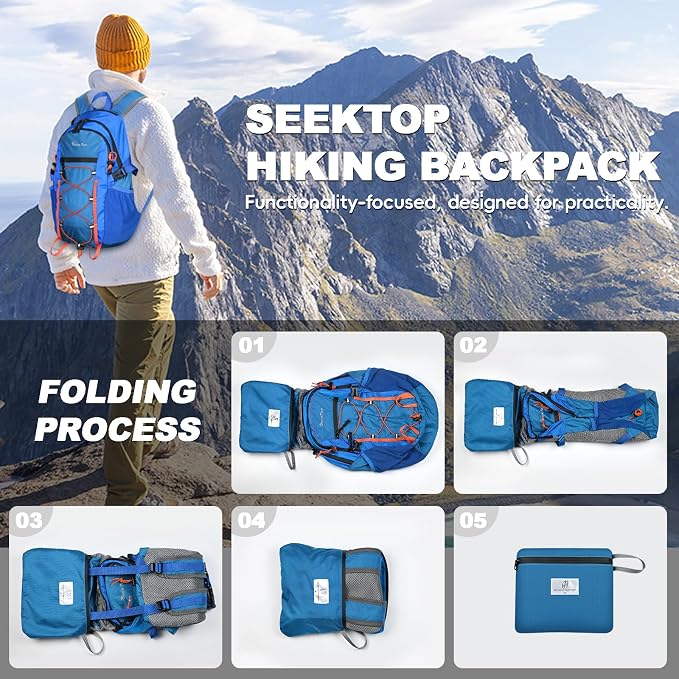 Seektop 20L Foldable Waterproof Hiking Backpack, Ultralight Small Lightweight - Image 7
