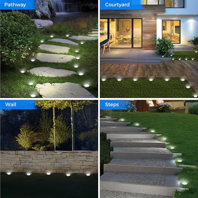 Peasur Mini Solar Ground Lights, 30 Pack Flat Solar Disc Lights Outdoor - Image 5