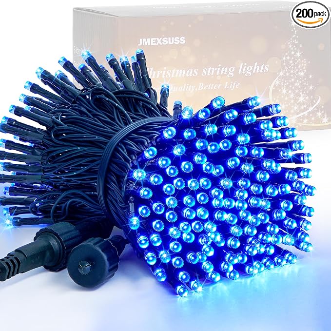 JMEXSUSS 200 LED Blue Christmas Lights Outdoor, Expandable 66ft Blue String by JMEXSUSS