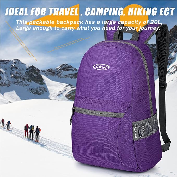 G4Free 20L Lightweight Packable Backpack Travel Hiking Daypack Foldable Backpack - Image 7