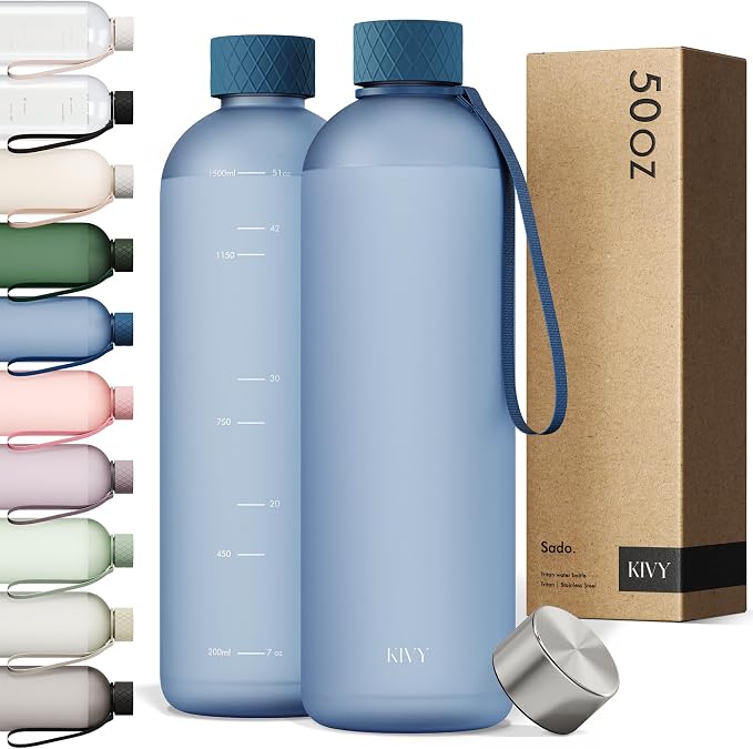KIVY Large Water Bottle 50oz Fits Backpack & Cupholder by KIVY