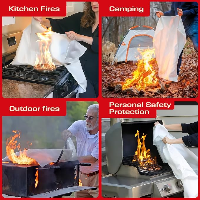 Emergency Fire Blanket 2 Pack 40"x40", Fire Suppression Blanket - Image 3