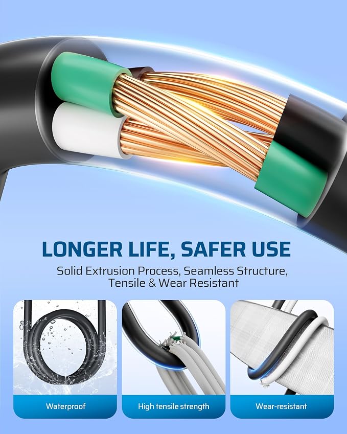 DEWENWILS Outdoor Extension Cord Multiple Outlets 45ft, Evenly Spaced 3 Outlets - Image 6