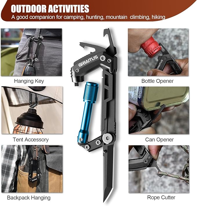 Carabiner Multitool with Pocket Knives, EDC Carabiners, Serrated Knife - Image 4