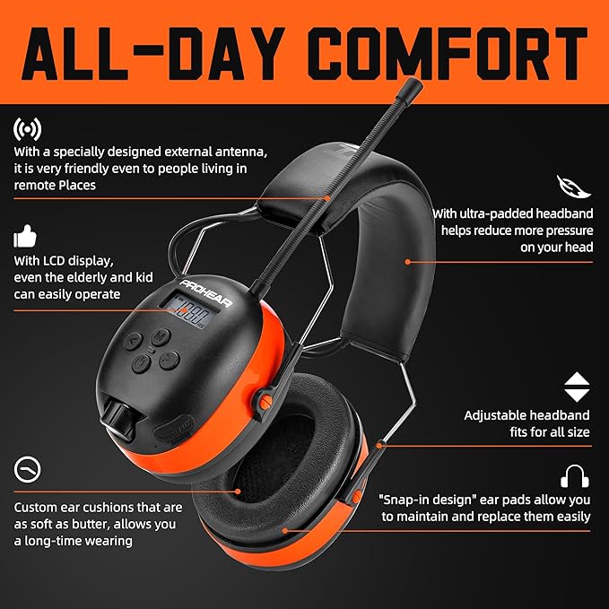 PROHEAR 033 2.0 Upgraded Bluetooth Hearing Protection AM FM Radio Headphones - Image 4
