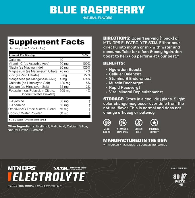 MTN OPS Electrolytes Powder Packets, Sugar Free Hydration Packets, Gluten-Free - Image 7