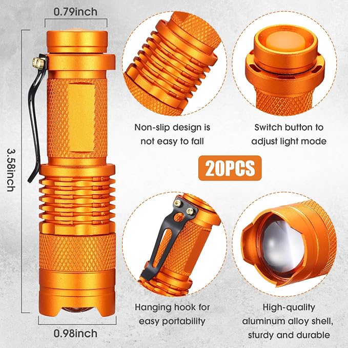 Fumete 20 Pieces LED Flashlight Mini 3 Mode Tactical Torch Small Water - Image 2
