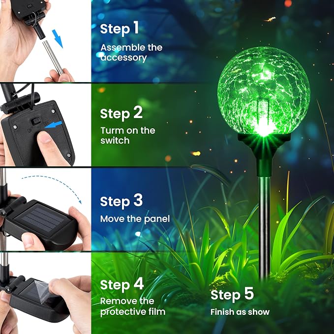 GIGALUMI Solar Garden Lights 6 Pack, Solar Lights Outdoor Decorative Waterproof - Image 5