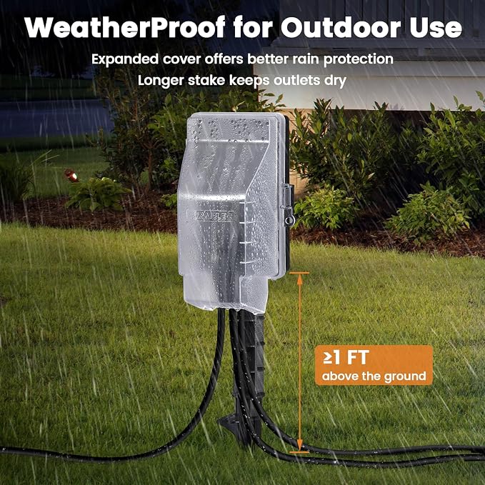 SURAIELEC Outdoor Power Stake, Dusk to Dawn Light Timer, 15FT Extension Cord - Image 5