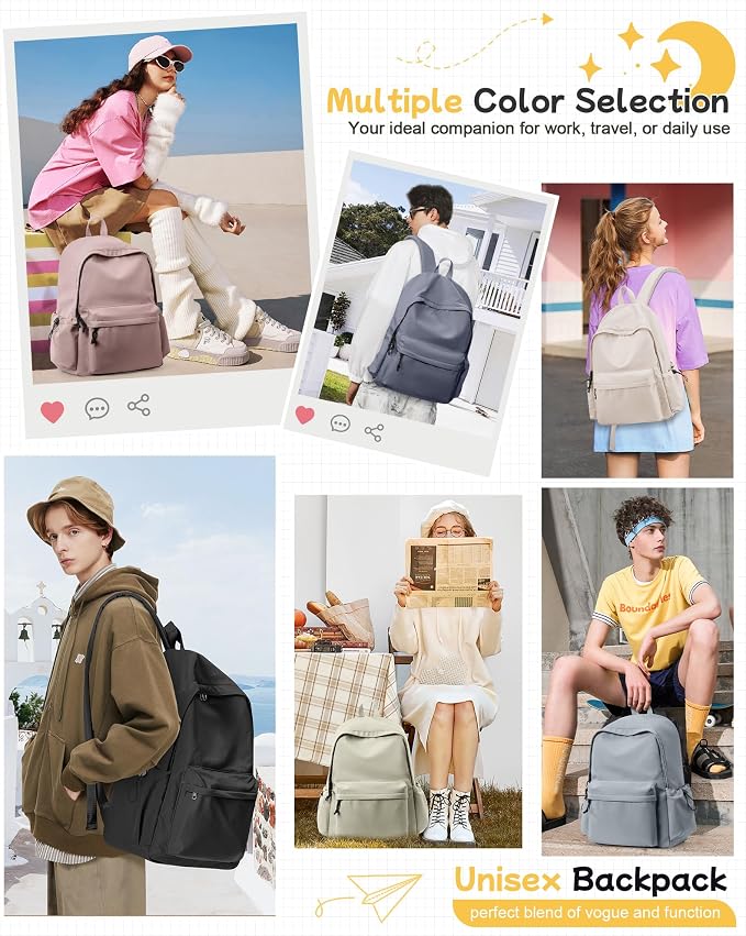 BJLFS Black School Backpack for Girls Women, Waterproof High School Book Bag - Image 2