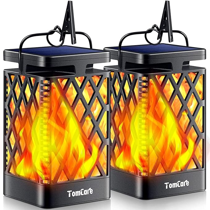TomCare Solar Lights Outdoor Flickering Flame Solar Lantern Outdoor Hanging by TomCare
