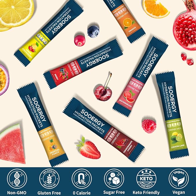 Electrolytes Powder Packets Sugar Free Hydration Packets, 7 Flavors Liquid - Image 4