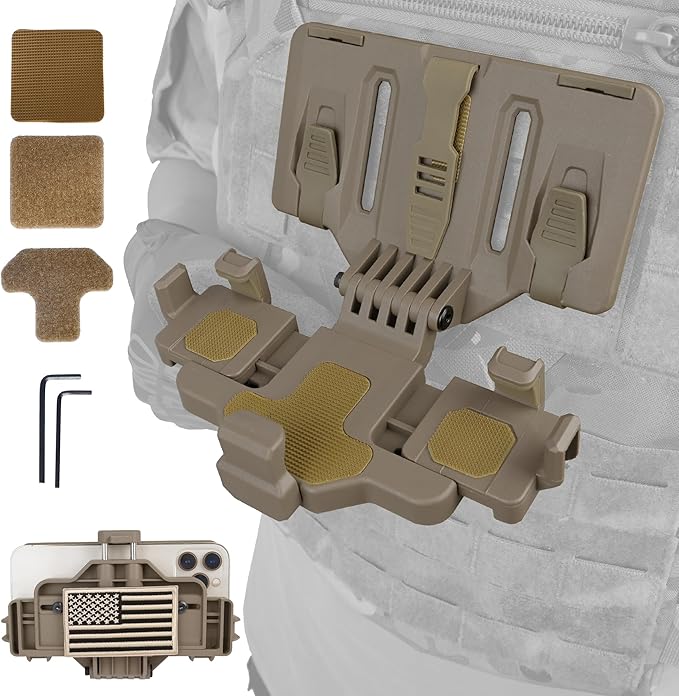 Tactical Gear Plate Carrier Vest Accessories, MOLLE Phone Chest Mount Holder by Unknown