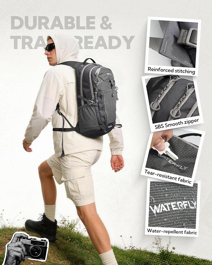 WATERFLY Small Lightweight Hiking Backpack: 20L Outdoor Daypack - Image 4