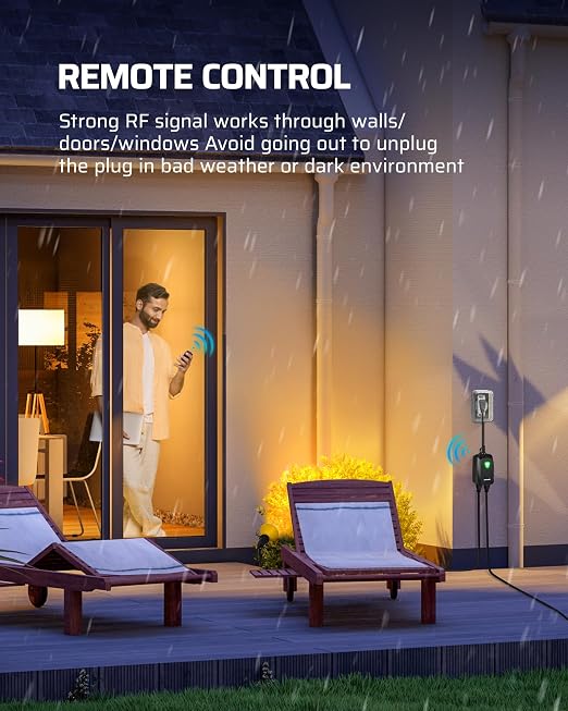 DEWENWILS Outdoor Remote Control Outlet, Weatherproof Wireless Electrical Plug - Image 4