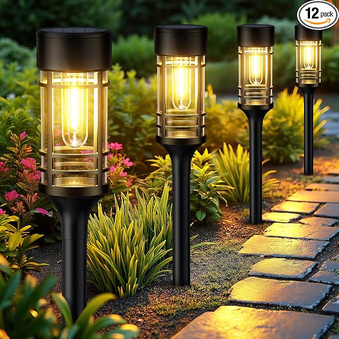 LETMY 12 Pack Solar Pathway Lights Outdoor, Solar Lights Outdoor Waterproof IP65 by Letmy