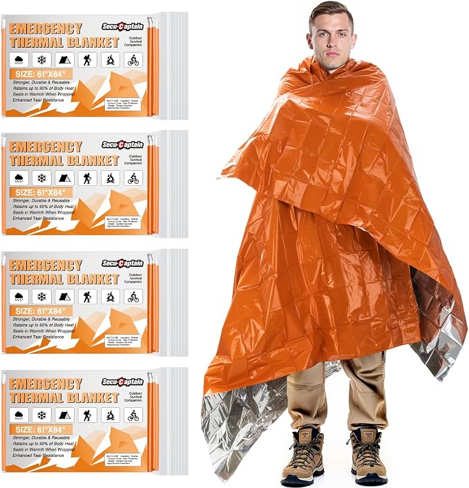 SecuCaptain Survival Emergency Thermal Blankets: Thicken 28um Space Mylar by SecuCaptain