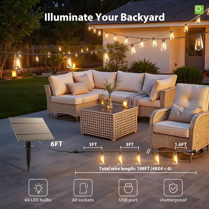 KYY 198FT Solar String Lights Outdoor Waterproof - Image 3