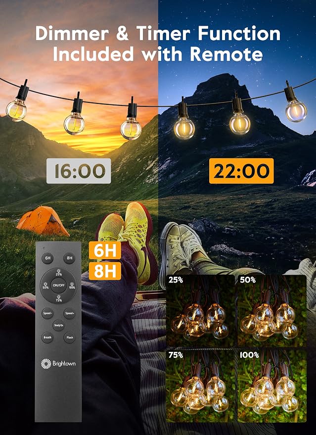 Brightown Outdoor String Lights, 38FT 15 Shatterproof LED Bulbs - Image 3