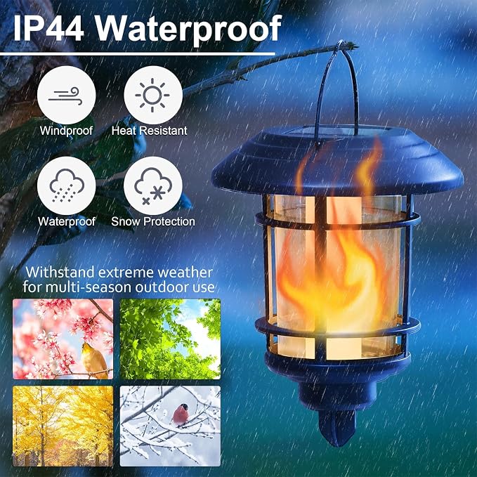 Dynaming 6 Pack Solar Flame Torch Lights Outdoor, Halloween Dual Use Flickering - Image 8