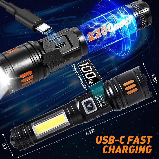 AYL Rechargeable Flashlights 2 Pack, Super Bright High Lumens Flash Light - Image 4