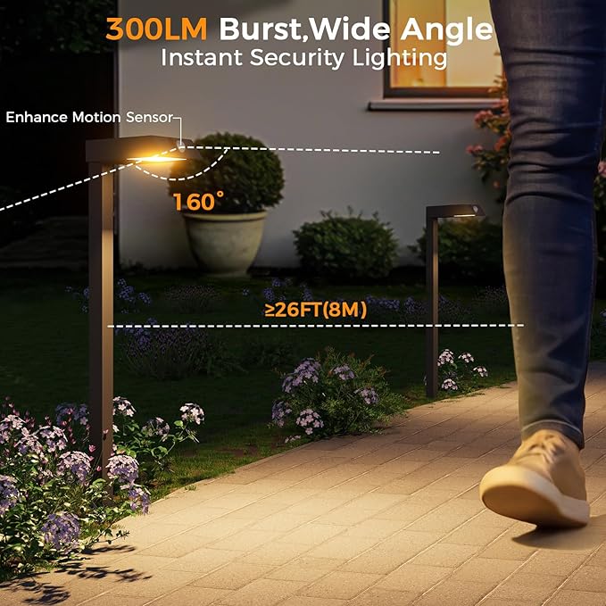 XMCOSY+ Solar Pathway Lights, 4 Pack All-Metal Motion Sensor Outdoor Lights - Image 6