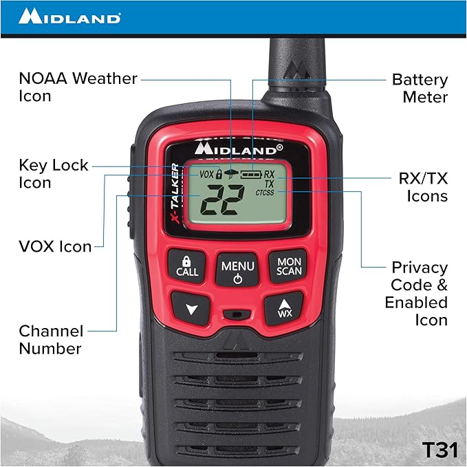 Midland T31VP 22 Channel FRS Walkie Talkie - Image 3
