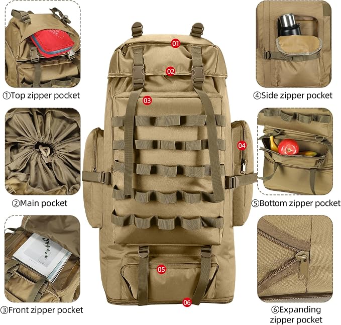 70L/100L Camping Hiking Backpack - Image 3